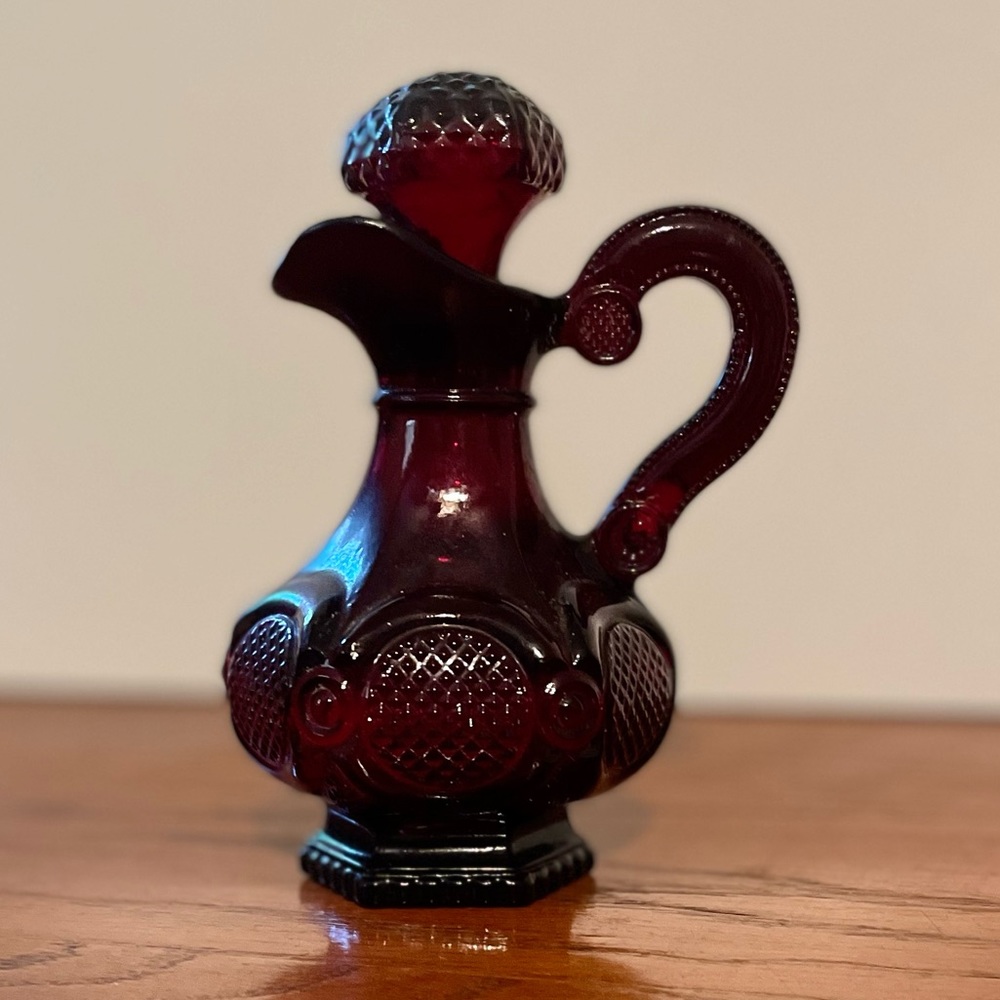 Vintage Avon 1876 Cape Cod Ruby Red Glassware Cruet-Skin So Soft Bottle Empty